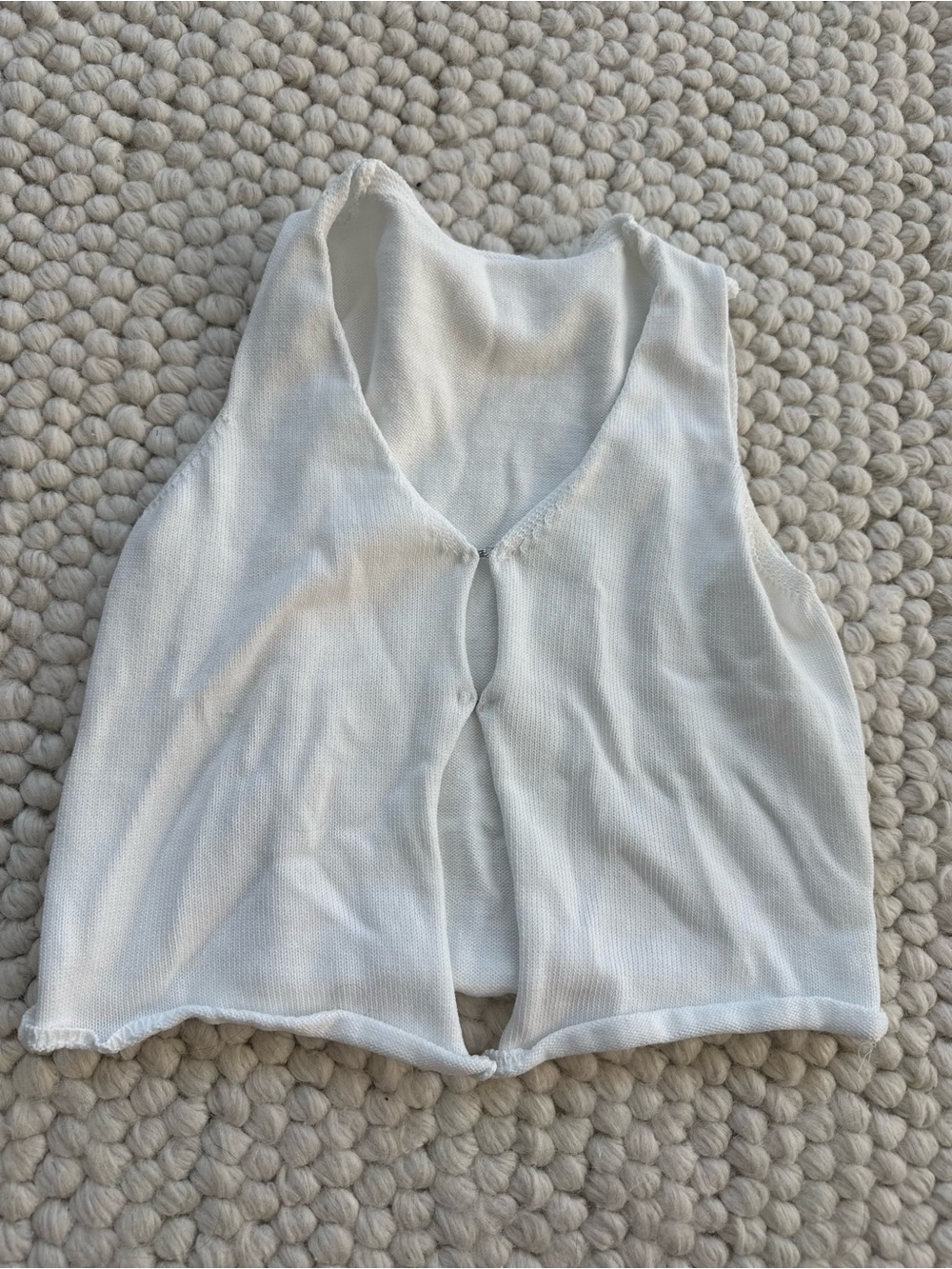 SHEIN White Sleeveless Knit Tank with Front Keyhole